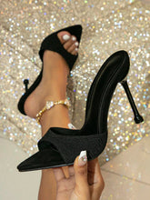 Women Minimalist Stiletto Heeled Mule Sandals, Elegant Summer Heeled Sandals